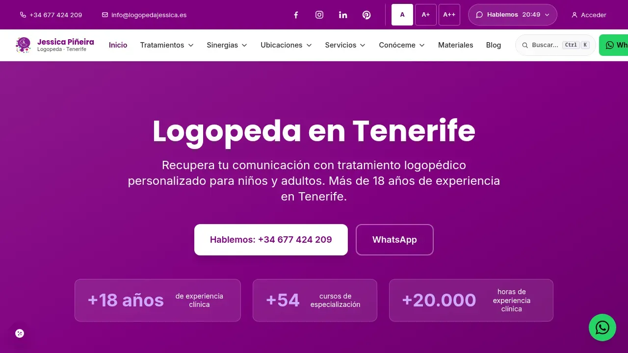 Web de logopedia de Jessica Piñeira — Jessica Piñeira — Logopedia en Tenerife